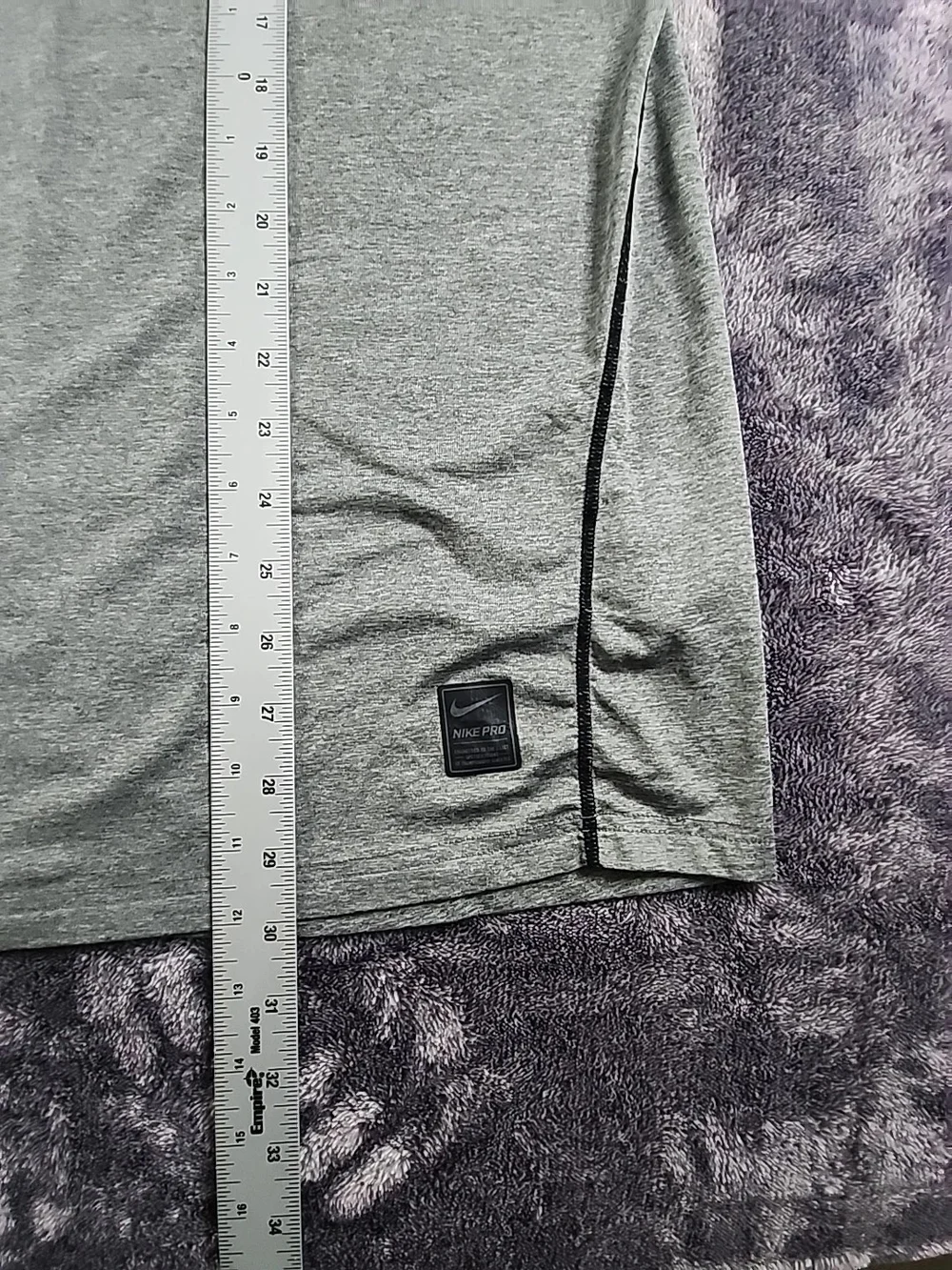 NIKE PRO Gray Athletic Fitted Short Sleeve Dri-Fit Shirt Men's XL